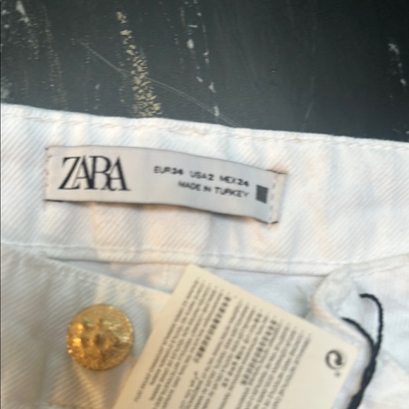 Zara high rise straight leg white denim jeans size 2 new with tags - Picture 3 of 4